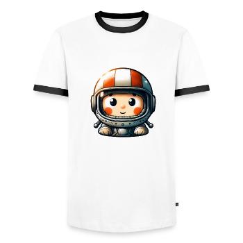 Bébé Astronaute - Exploration Ludique - T-shirt contrasté Homme - blanc/noir - Devant - AI Model Female 172 light (172cm) & AI Model Male 178 dark (178cm)