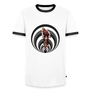 BMX Race - Men's Ringer Shirt - white/black - Front - AI Model Female 172 light (172cm) & AI Model Male 178 dark (178cm)