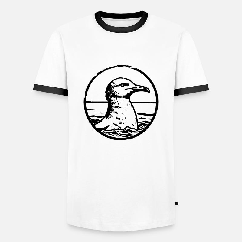 Möwe - Männer Kontrast-T-Shirt - Weiß/Schwarz
