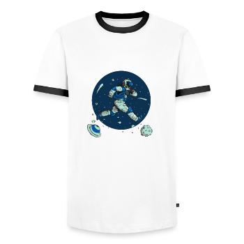 Cosmonaut Runner - Men's Ringer Shirt - white/black - Front - AI Model Female 172 light (172cm) & AI Model Male 178 dark (178cm)
