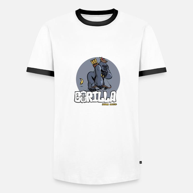 Gorilla-Jäger - Männer Kontrast-T-Shirt - Weiß/Schwarz