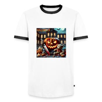 Blutiges Halloween - Männer Kontrast-T-Shirt - Weiß/Schwarz - Vorne - AI Model Female 172 light (172cm) & AI Model Male 178 dark (178cm)
