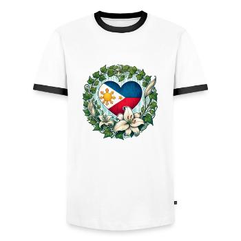 Philippinen - Männer Kontrast-T-Shirt - Weiß/Schwarz - Vorne - AI Model Female 172 light (172cm) & AI Model Male 178 dark (178cm)