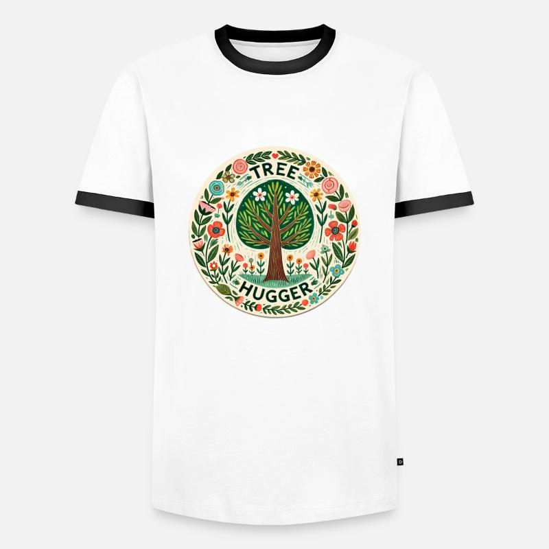 Baum-Umarmer - Männer Kontrast-T-Shirt - Weiß/Schwarz