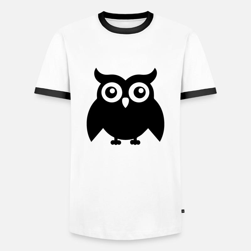 Eule - Männer Kontrast-T-Shirt - Weiß/Schwarz
