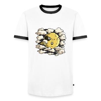 Méliès' Mond und Bier - Männer Kontrast-T-Shirt - Weiß/Schwarz - Vorne - AI Model Female 172 light (172cm) & AI Model Male 178 dark (178cm)