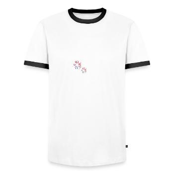 battement de cœur feux d’artifice - T-shirt contrasté Homme - blanc/noir - Devant - AI Model Female 172 light (172cm) & AI Model Male 178 dark (178cm)