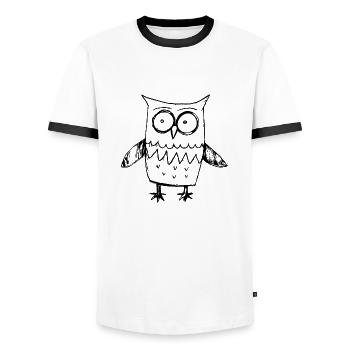 Owl Owls Bird - Men's Ringer Shirt - white/black - Front - AI Model Female 172 light (172cm) & AI Model Male 178 dark (178cm)