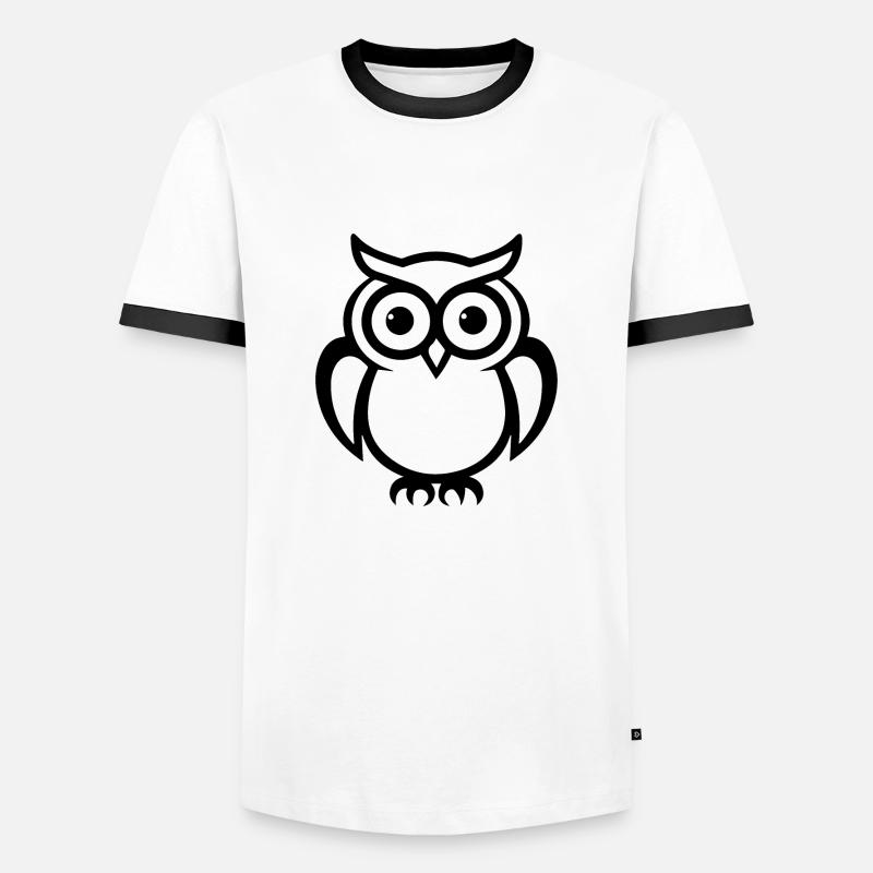 Eule Eulen Vogel - Männer Kontrast-T-Shirt - Weiß/Schwarz