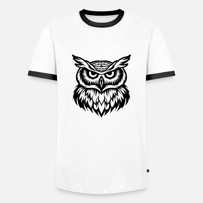 Eule Eulen Vogel - Männer Kontrast-T-Shirt - Weiß/Schwarz
