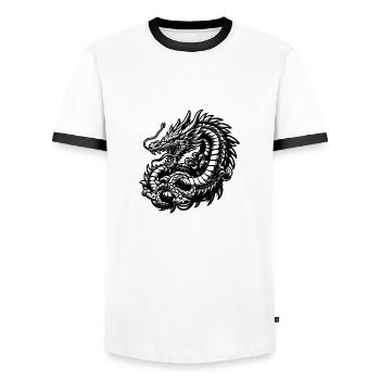 Dragon - Men's Ringer Shirt - white/black - Front - AI Model Female 172 light (172cm) & AI Model Male 178 dark (178cm)