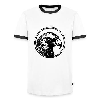 Eagle Eagle Head - Men's Ringer Shirt - white/black - Front - AI Model Female 172 light (172cm) & AI Model Male 178 dark (178cm)