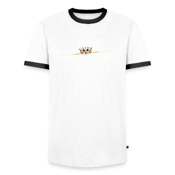 La femme parfaite s’appelle -t shirt personnalisé - T-shirt contrasté Homme - blanc/noir - Devant - AI Model Female 172 light (172cm) & AI Model Male 178 dark (178cm)