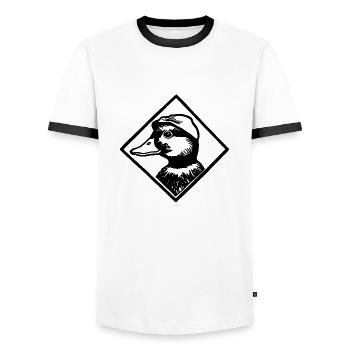 Duck Ducks - Men's Ringer Shirt - white/black - Front - AI Model Female 172 light (172cm) & AI Model Male 178 dark (178cm)