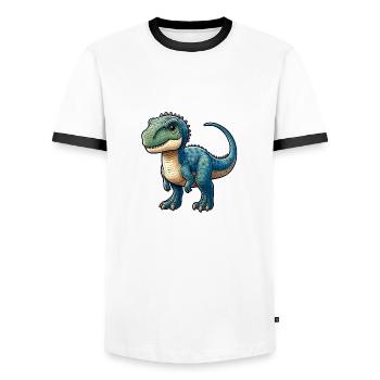 Wild Animal Dinosaur - Men's Ringer Shirt - white/black - Front - AI Model Female 172 light (172cm) & AI Model Male 178 dark (178cm)