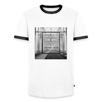 Think Less, Feel More - Männer Kontrast-T-Shirt - Weiß/Schwarz - Vorne - AI Model Female 172 light (172cm) & AI Model Male 178 dark (178cm)