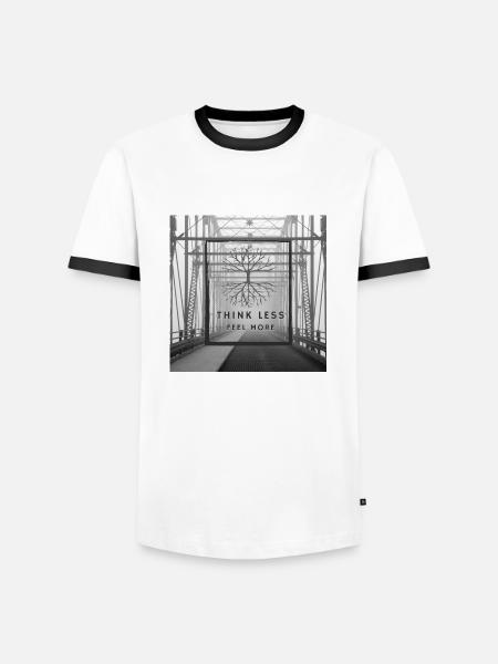 Think Less, Feel More - Männer Kontrast-T-Shirt - Weiß/Schwarz