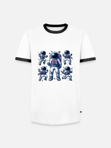 Space Travel - Astroanut Moon Planet - Men's Ringer Shirt - white/black