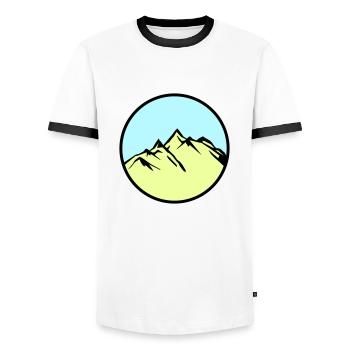 mountains mountains - Men's Ringer Shirt - white/black - Front - AI Model Female 172 light (172cm) & AI Model Male 178 dark (178cm)