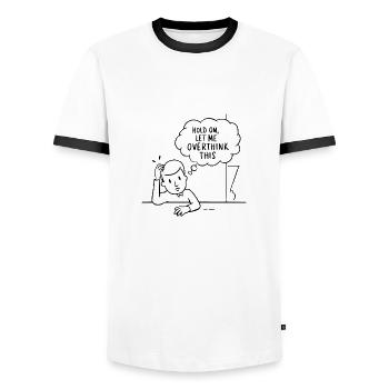 Overthink Mode Activated - Men's Ringer Shirt - white/black - Front - AI Model Female 172 light (172cm) & AI Model Male 178 dark (178cm)