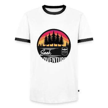 Cherchez l’aventure - T-shirt contrasté Homme - blanc/noir - Devant - AI Model Female 172 light (172cm) & AI Model Male 178 dark (178cm)
