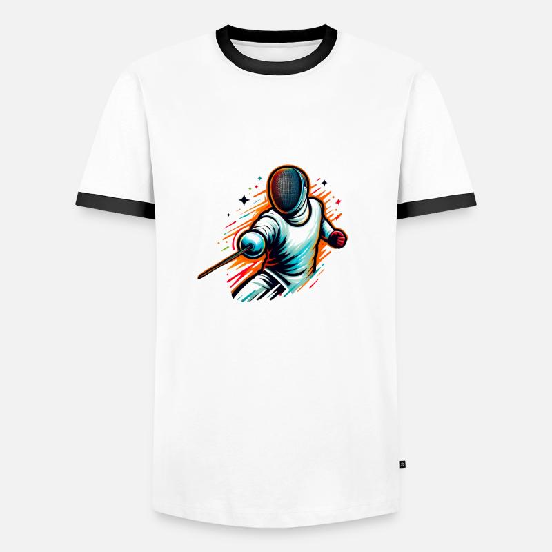 Fechten, Kampfkunst - Männer Kontrast-T-Shirt - Weiß/Schwarz