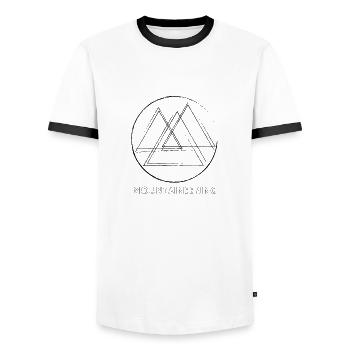 Berge / Mountaineering - Männer Kontrast-T-Shirt - Weiß/Schwarz - Vorne - AI Model Female 172 light (172cm) & AI Model Male 178 dark (178cm)