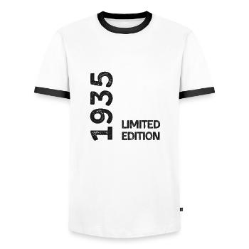 1935 Limited Edition - Men's Ringer Shirt - white/black - Front - AI Model Female 172 light (172cm) & AI Model Male 178 dark (178cm)