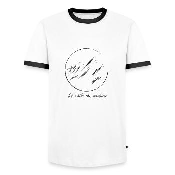 Berg / let's hike this mountain - Men's Ringer Shirt - white/black - Front - AI Model Female 172 light (172cm) & AI Model Male 178 dark (178cm)