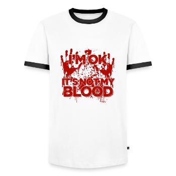 Halloween Happy Horror Monster Blood Spooky Scary - Men's Ringer Shirt - white/black - Front - AI Model Female 172 light (172cm) & AI Model Male 178 dark (178cm)