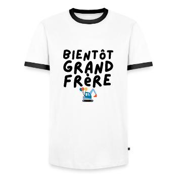 bientot grand frere - T-shirt contrasté Homme - blanc/noir - Devant - AI Model Female 172 light (172cm) & AI Model Male 178 dark (178cm)