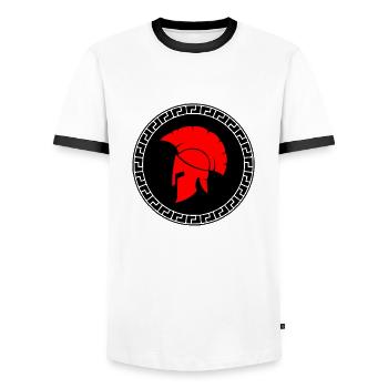 spartan - Männer Kontrast-T-Shirt - Weiß/Schwarz - Vorne - AI Model Female 172 light (172cm) & AI Model Male 178 dark (178cm)