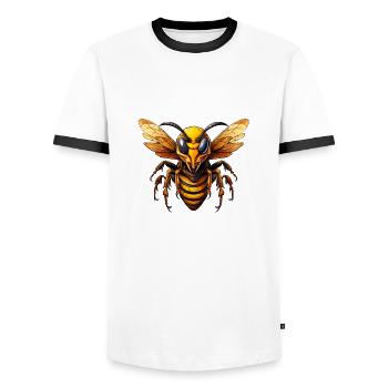 Wild angry hornet combative motivational sport - Men's Ringer Shirt - white/black - Front - AI Model Female 172 light (172cm) & AI Model Male 178 dark (178cm)