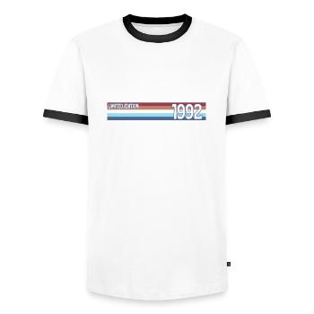 Retro 1992 Limitierte Auflage - Männer Kontrast-T-Shirt - Weiß/Schwarz - Vorne - AI Model Female 172 light (172cm) & AI Model Male 178 dark (178cm)