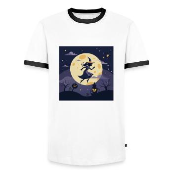 Sorcière au clair de lune magique - T-shirt contrasté Homme - blanc/noir - Devant - AI Model Female 172 light (172cm) & AI Model Male 178 dark (178cm)