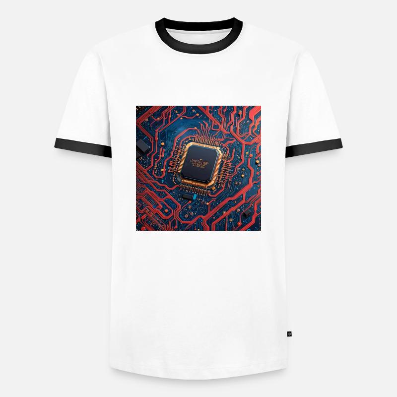 Microchip Red - Men's Ringer Shirt - white/black