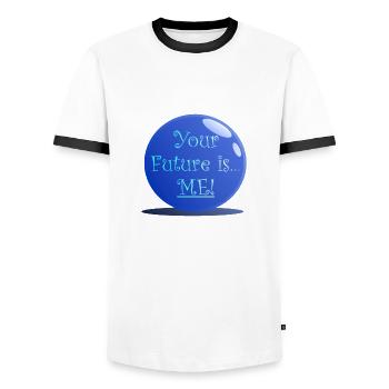 Deine Zukunft bin ich - Männer Kontrast-T-Shirt - Weiß/Schwarz - Vorne - AI Model Female 172 light (172cm) & AI Model Male 178 dark (178cm)