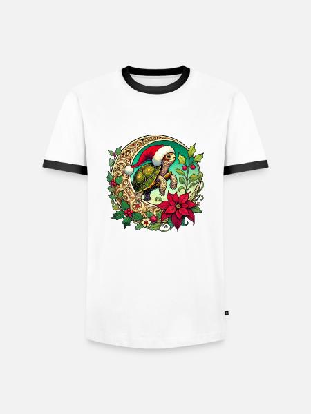 Christmas Turtle - Men's Ringer Shirt - white/black
