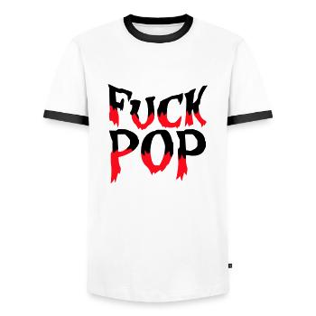 Fuck Pop Charts Musique Heavy Metal Hard Rock Amour - T-shirt contrasté Homme - blanc/noir - Devant - AI Model Female 172 light (172cm) & AI Model Male 178 dark (178cm)