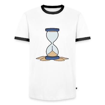 Sablier Temps vide Fin Patience - T-shirt contrasté Homme - blanc/noir - Devant - AI Model Female 172 light (172cm) & AI Model Male 178 dark (178cm)