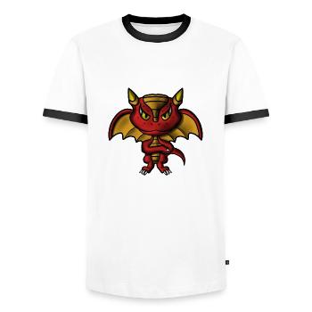 Roter und goldener Drache - Männer Kontrast-T-Shirt - Weiß/Schwarz - Vorne - AI Model Female 172 light (172cm) & AI Model Male 178 dark (178cm)