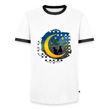 Chats - T-shirt contrasté Homme - blanc/noir - Devant - AI Model Female 172 light (172cm) & AI Model Male 178 dark (178cm)