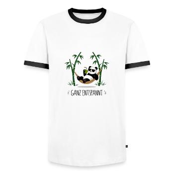 Complètement détendu - Panda - T-shirt contrasté Homme - blanc/noir - Devant - AI Model Female 172 light (172cm) & AI Model Male 178 dark (178cm)
