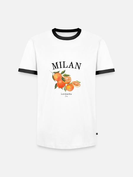 Milan - Italie - Souvenirs - Voyages - Vacances - T-shirt contrasté Homme - blanc/noir
