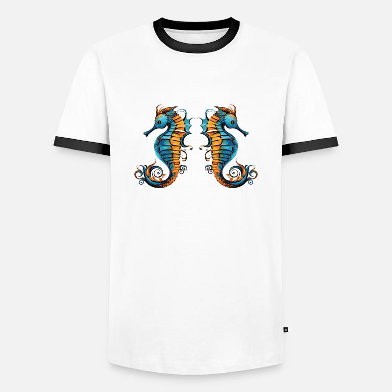 seepferdchen 2 - Männer Kontrast-T-Shirt - Weiß/Schwarz