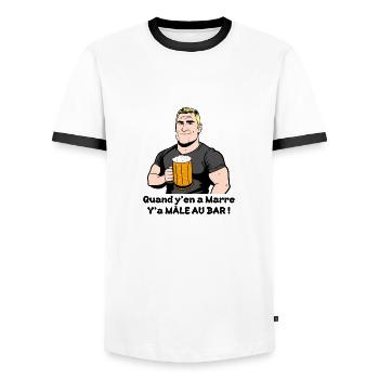 QUAND Y'EN A MARRE, Y'A MÂLE AU BAR ! (alcool) - T-shirt contrasté Homme - blanc/noir - Devant - AI Model Female 172 light (172cm) & AI Model Male 178 dark (178cm)