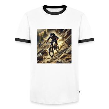 Le VTT ! - T-shirt contrasté Homme - blanc/noir - Devant - AI Model Female 172 light (172cm) & AI Model Male 178 dark (178cm)