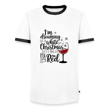 white christmas red wine - Männer Kontrast-T-Shirt - Weiß/Schwarz - Vorne - AI Model Female 172 light (172cm) & AI Model Male 178 dark (178cm)