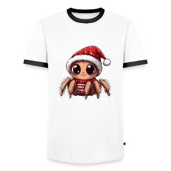 Tarantula Weihnachten Spinne - Männer Kontrast-T-Shirt - Weiß/Schwarz - Vorne - AI Model Female 172 light (172cm) & AI Model Male 178 dark (178cm)