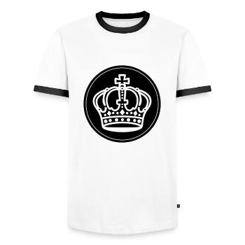 Krone Symbol Kreis - Männer Kontrast-T-Shirt - Weiß/Schwarz - Vorne - AI Model Female 172 light (172cm) & AI Model Male 178 dark (178cm)
